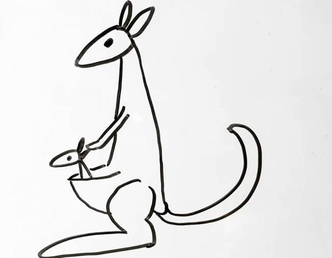 线条简单的袋鼠简笔画步骤教程 线条简单的袋鼠简笔画步骤教程