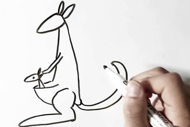 线条简单的袋鼠简笔画步骤教程 线条简单的袋鼠简笔画步骤教程