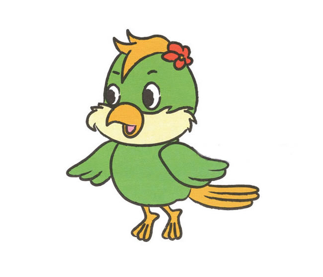 ​​​​​​​彩色的卡通鹦鹉简笔画步骤教程