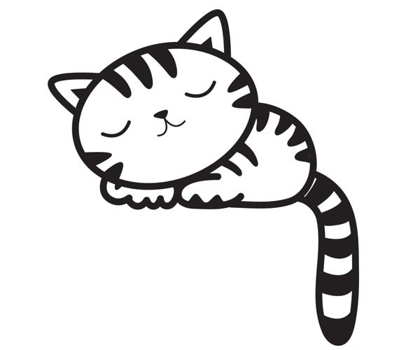 熟睡的小猫咪简笔画步骤