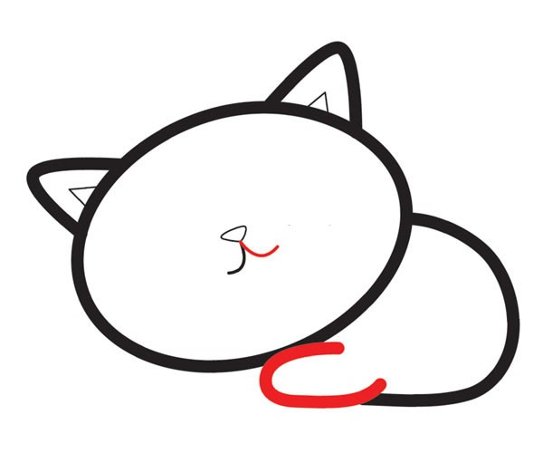 熟睡的小猫咪简笔画步骤
