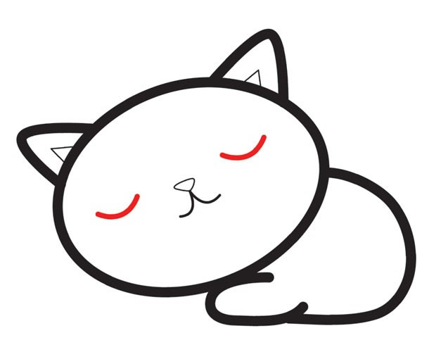 熟睡的小猫咪简笔画步骤