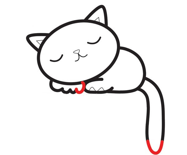 熟睡的小猫咪简笔画步骤