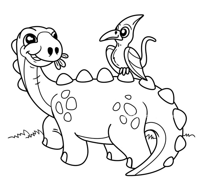 站在恐龙背上的翼龙简笔画