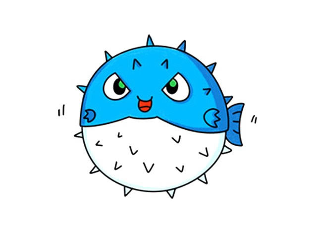 可爱的河豚简笔画彩色