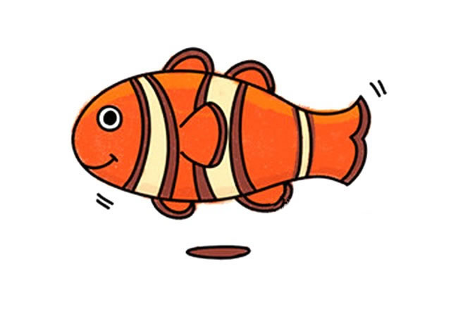 可爱的小丑鱼简笔画彩色