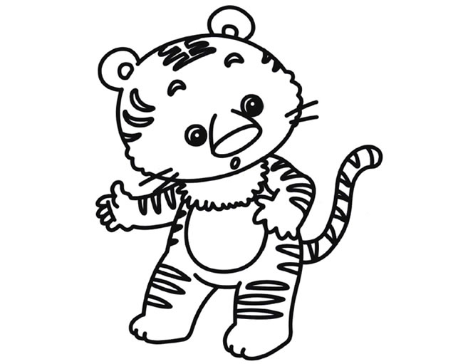 带颜色的卡通老虎简笔画