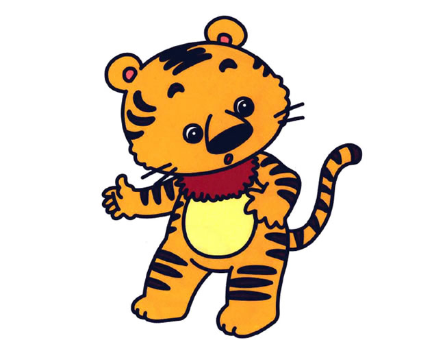 带颜色的卡通老虎简笔画