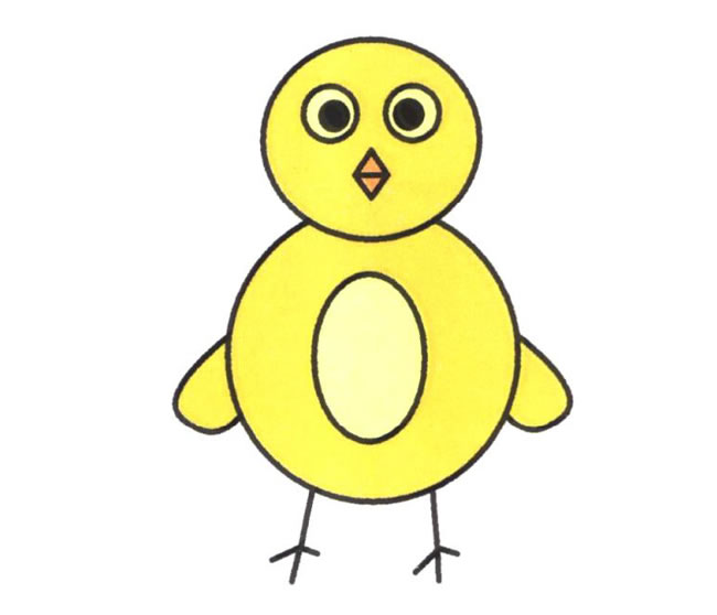 卡通的小黄鸡简笔画