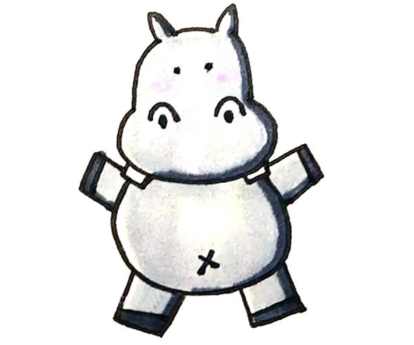 呆萌的河马简笔画步骤