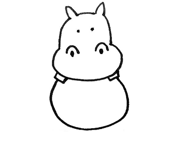呆萌的河马简笔画步骤