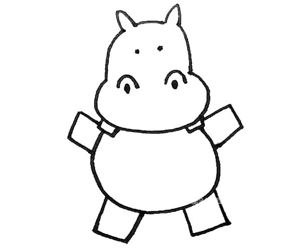 呆萌的河马简笔画步骤