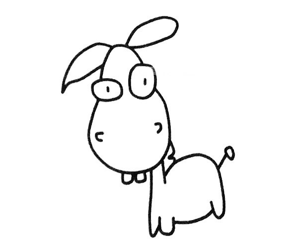 卡通风格的小毛驴简笔画