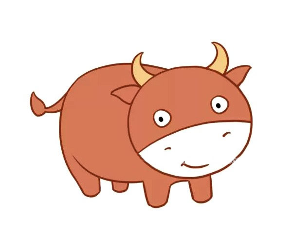 可爱的小牛简笔画带涂色