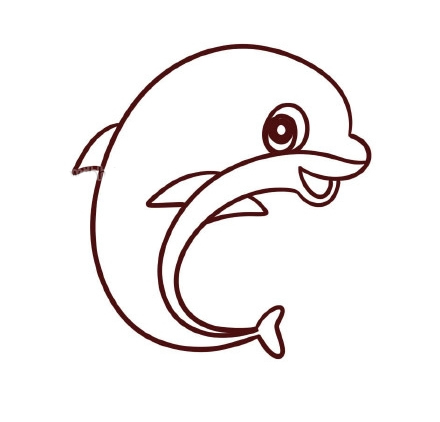 可爱的海豚简笔画带涂色