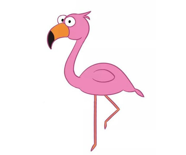卡通火烈鸟简笔画带涂色