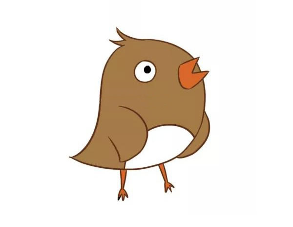 卡通涂色的小麻雀简笔画