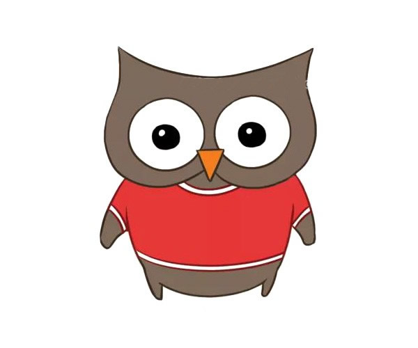 猫头鹰卡通简笔画带涂色