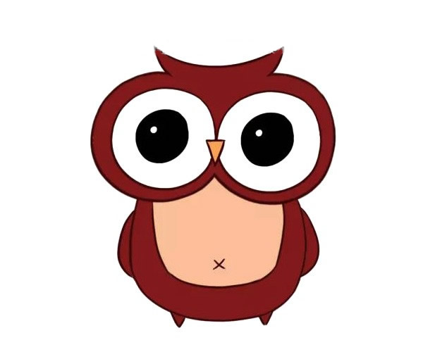 大眼睛卡通猫头鹰简笔画
