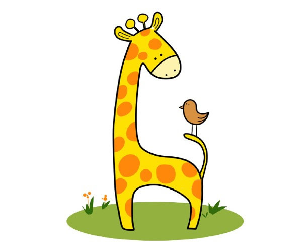 草地上的长颈鹿简笔画步骤