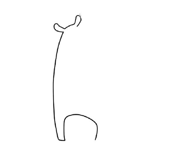 草地上的长颈鹿简笔画步骤