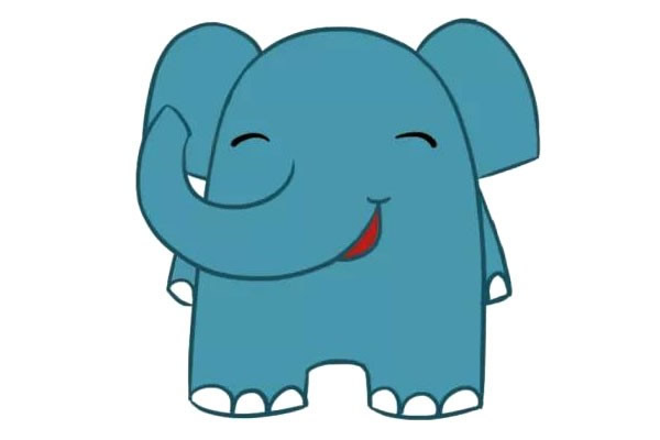 开心的卡通大象简笔画