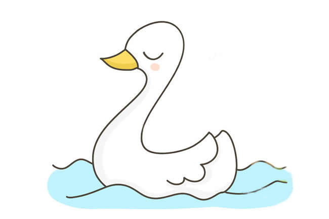 漂亮涂色的天鹅简笔画