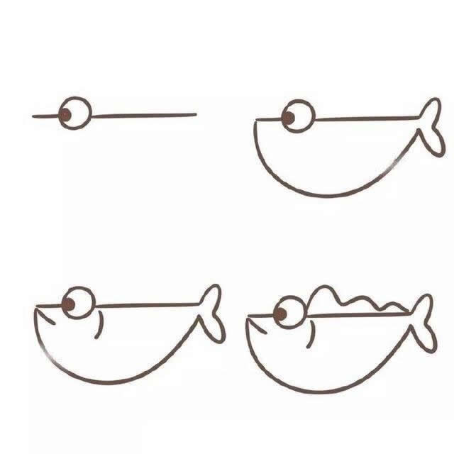 分享八种小鱼简笔画画法步骤