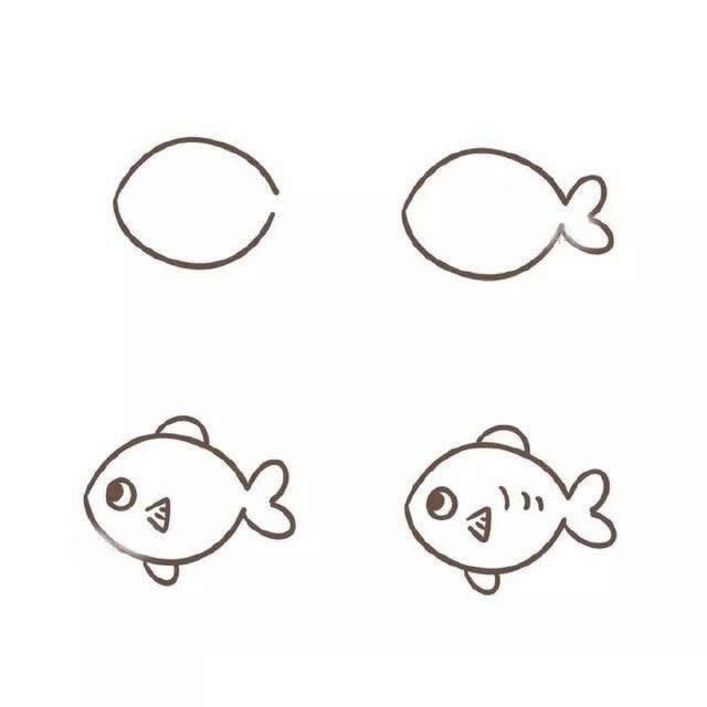 分享八种小鱼简笔画画法步骤