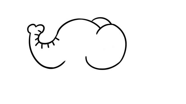 翘鼻子可爱大象简笔画步骤