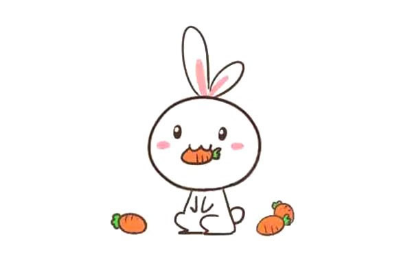 嘴里含着胡萝卜的小兔子简笔画