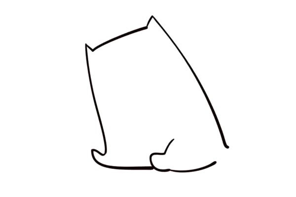 正在钓鱼的小猫咪简笔画步骤