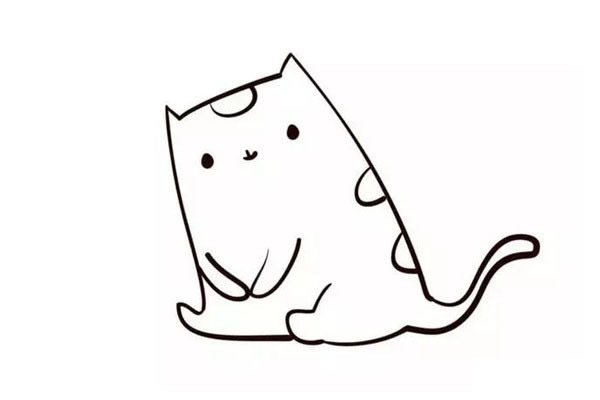 正在钓鱼的小猫咪简笔画步骤