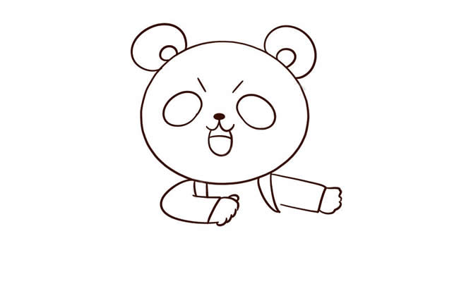 去上学的卡通熊猫简笔画教程
