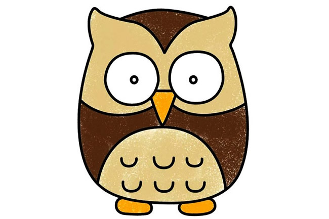 猫头鹰怎么画 涂色的猫头鹰简笔画步骤