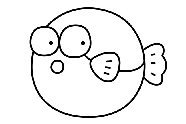 可爱的卡通河豚简笔画步骤