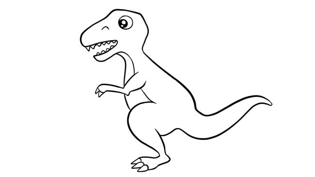 涂色的霸王龙简笔画步骤教程