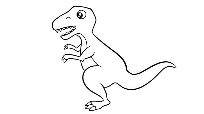 涂色的霸王龙简笔画步骤教程