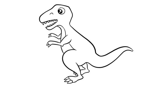 涂色的霸王龙简笔画步骤教程