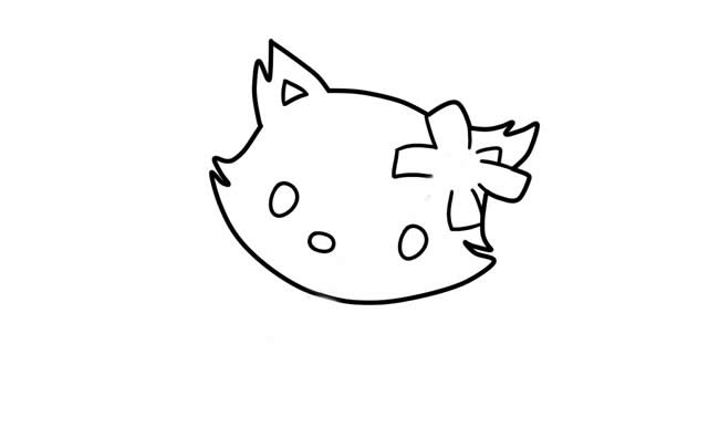 戴着发卡的小猫咪简笔画