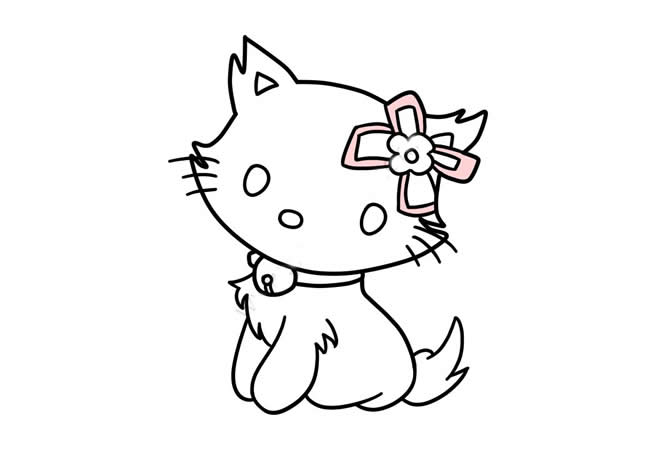 戴着发卡的小猫咪简笔画