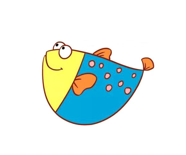 涂色的可爱卡通小鱼简笔画