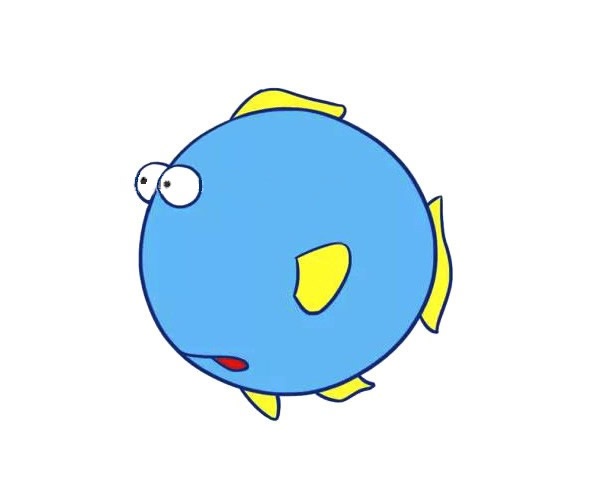 涂色的可爱卡通小鱼简笔画