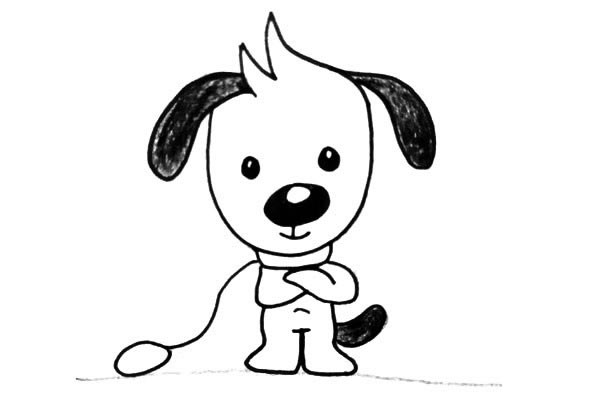 高冷的卡通小狗简笔画