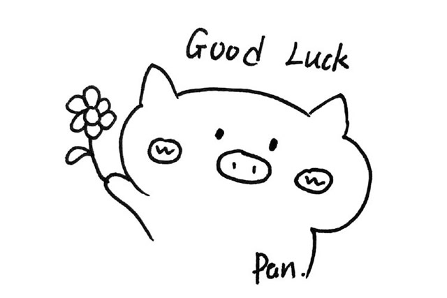 一组可爱的小猪表情简笔画