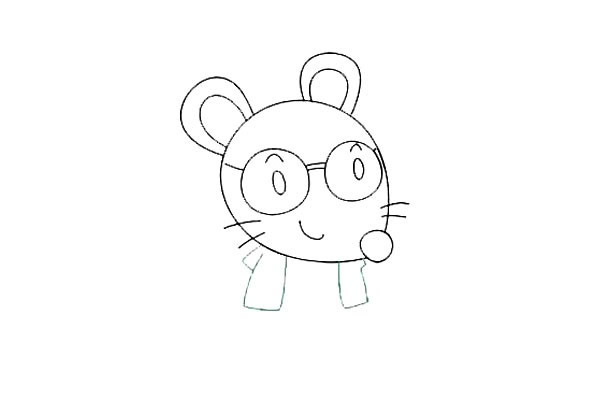 戴眼镜的卡通老鼠简笔画步骤