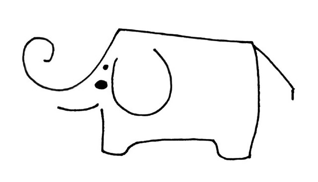 单线条画简单的大象