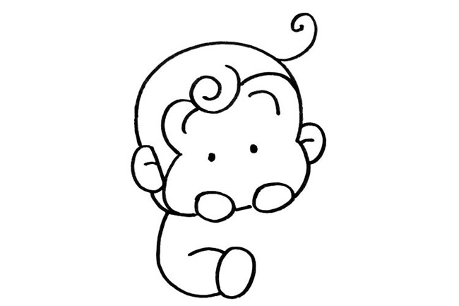 ​​​​​​​可爱的小猴子简笔画步骤教程