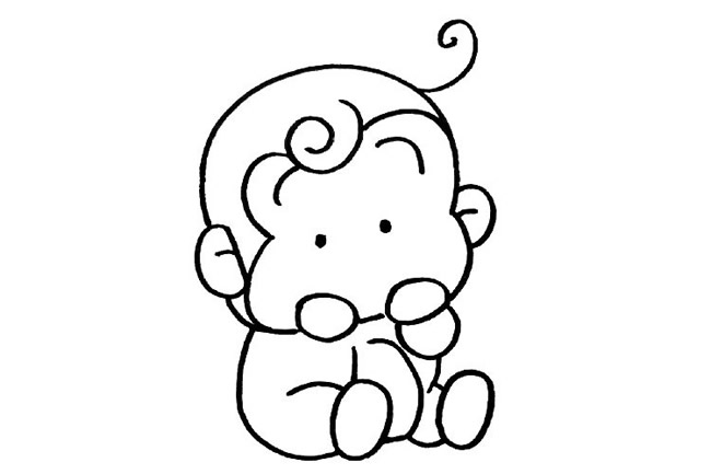 ​​​​​​​可爱的小猴子简笔画步骤教程