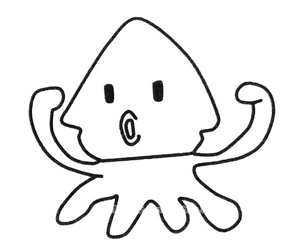 卡通的鱿鱼简笔画